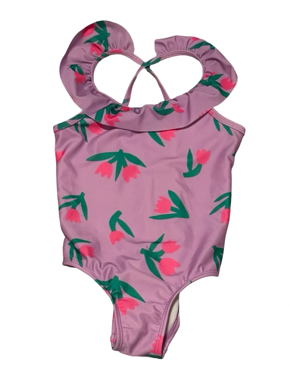 Cat & Jack Girls 5T Pink Floral Ruffle One Piece Swimsuit
